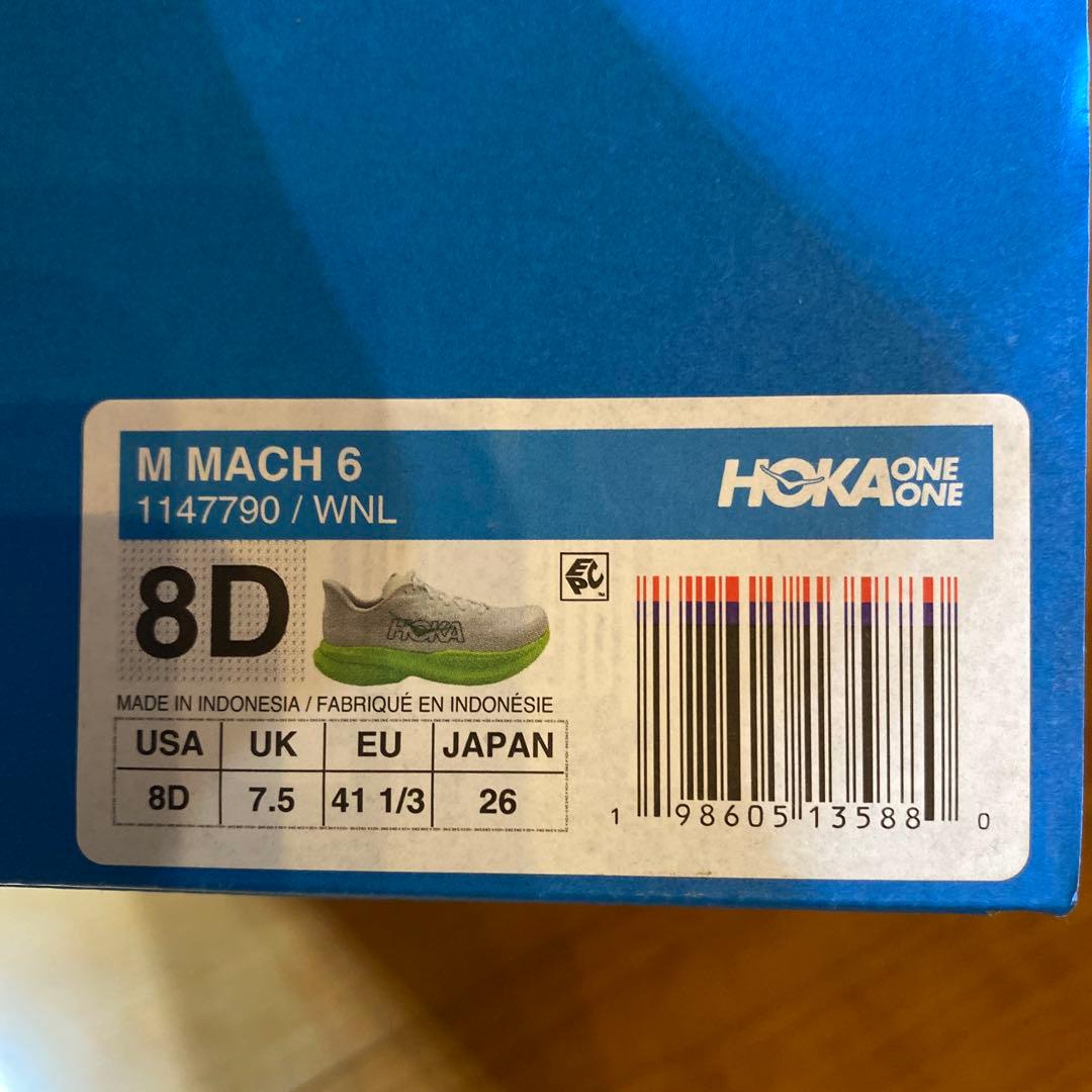 HOKA マッハ6 MACH6 ホワイト/グリーン　26.0