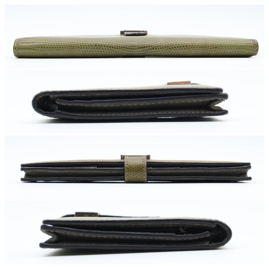 【極美品】HERMES ベアンスフレ　リザード グリーン系　長財布　□M刻印