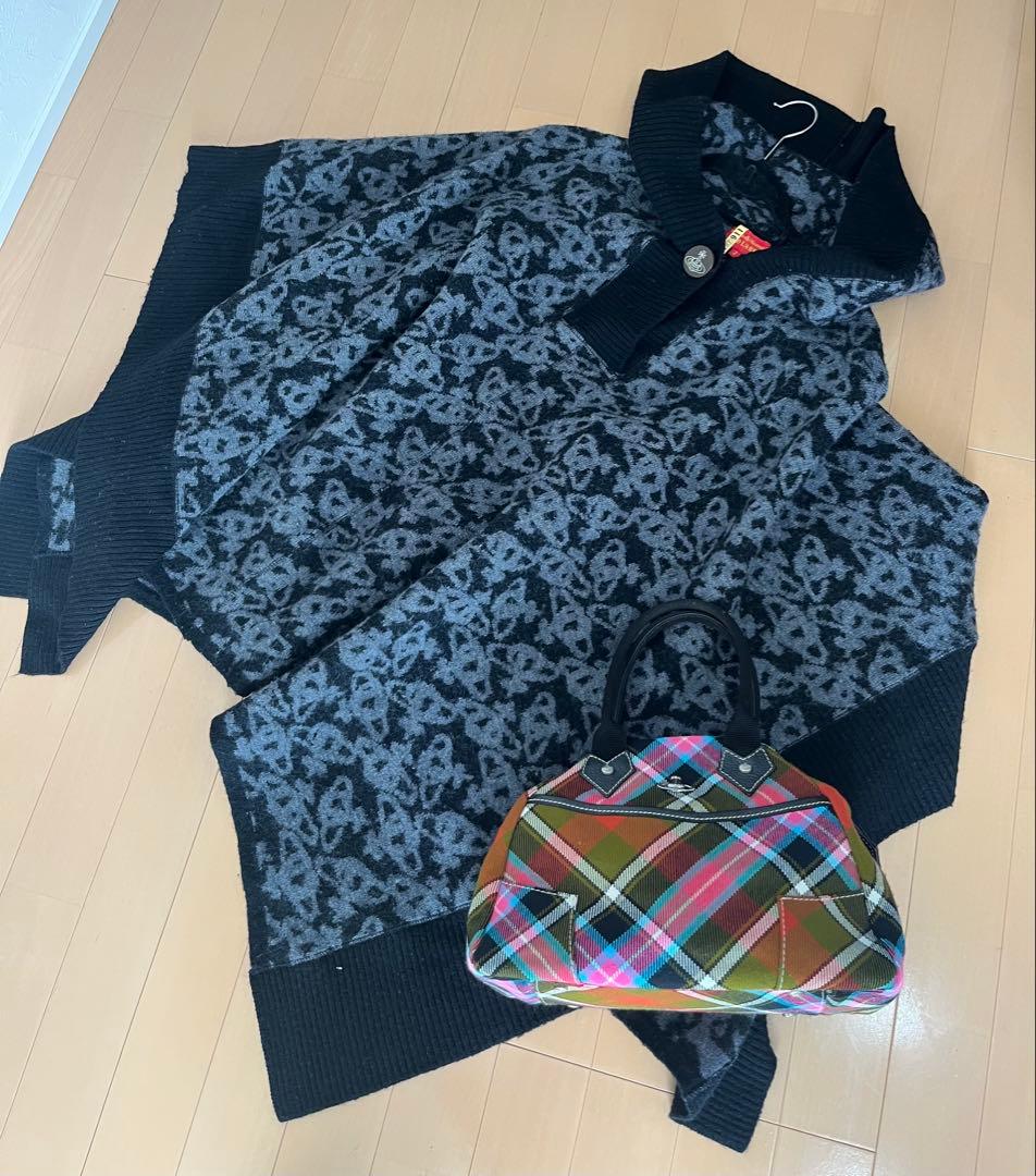 Vivienne Westwood】 ニットポンチョ パーカー オーブ総柄