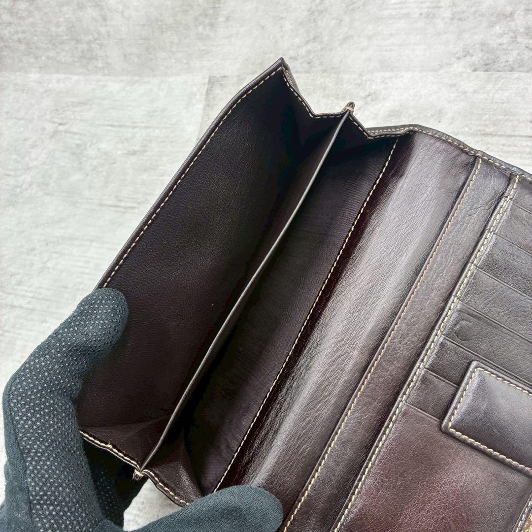 美品 グッチ GGキャンバス 長財布 ロングウォレット 折り財布 Wホック 財布