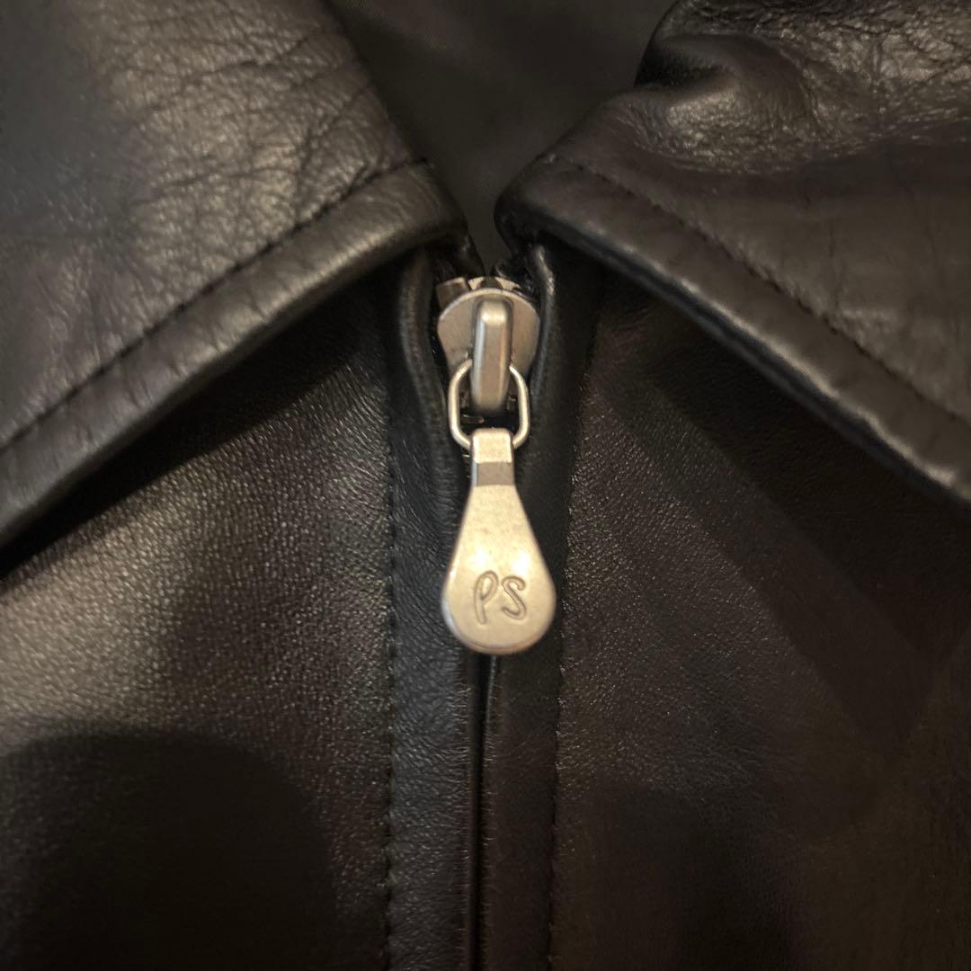 美品ポールスミス　ラムレザー　トラッカージャケット　ブルゾン　羊革　黒　L