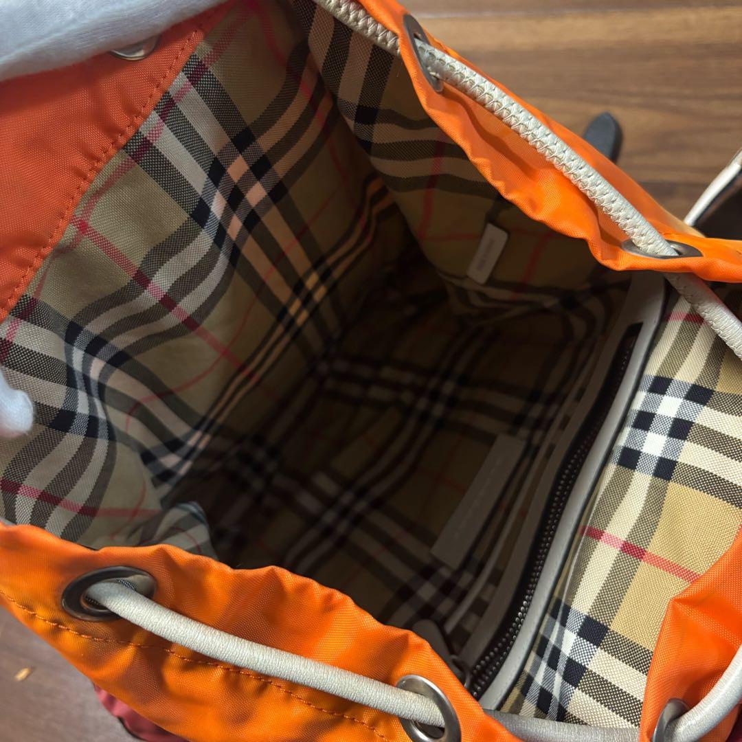 バーバリー ノバチェック リュックサック オレンジ ナイロン