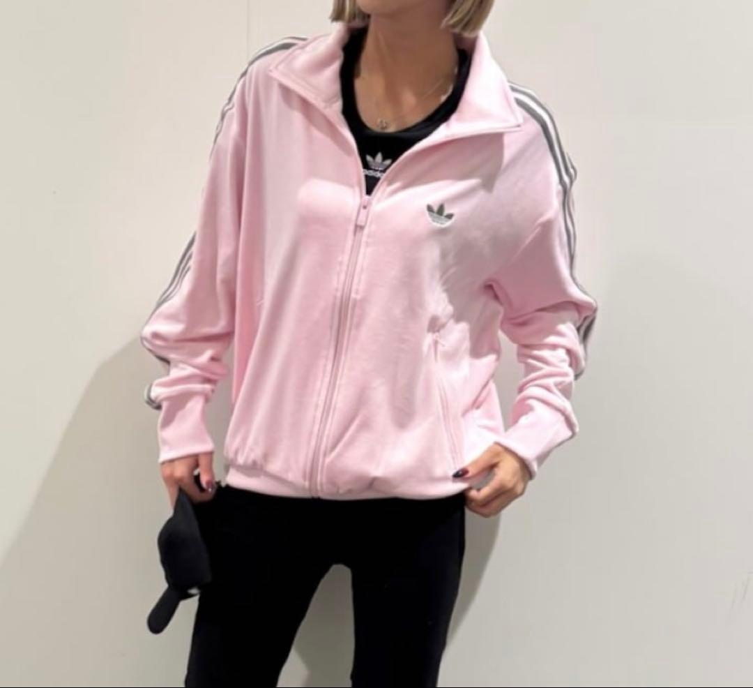 新品XL】当日発送アディダス　ファイヤーバード ベロアトラックトップ ピンク