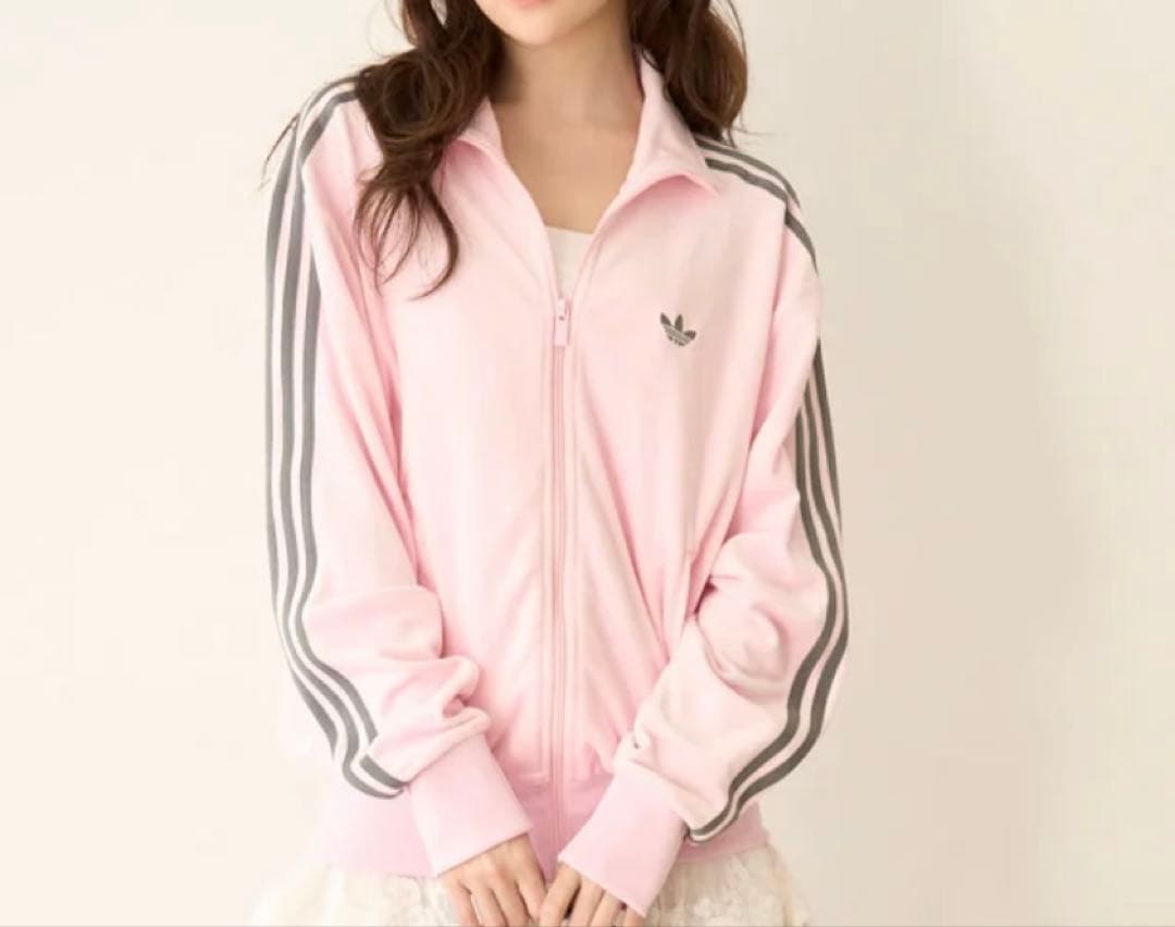 新品XL】当日発送アディダス　ファイヤーバード ベロアトラックトップ ピンク