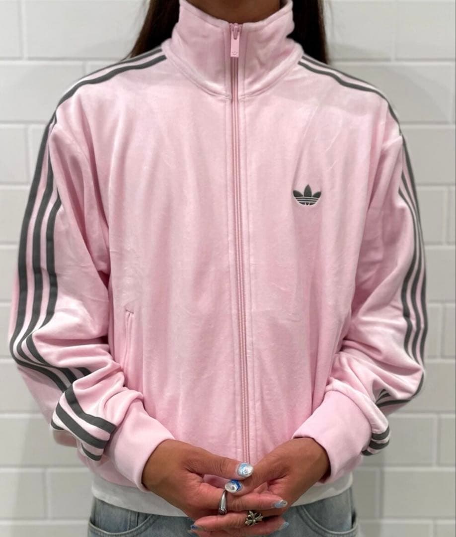 新品XL】当日発送アディダス　ファイヤーバード ベロアトラックトップ ピンク