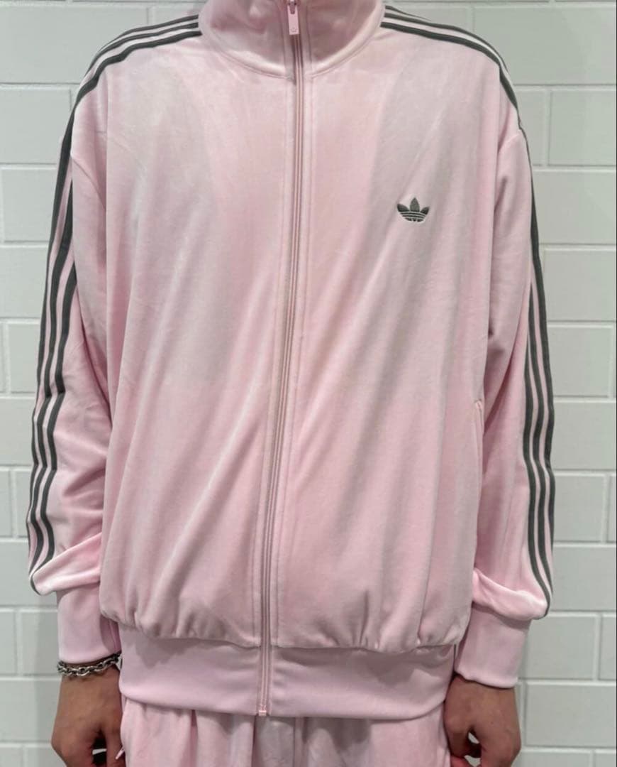 新品XL】当日発送アディダス　ファイヤーバード ベロアトラックトップ ピンク