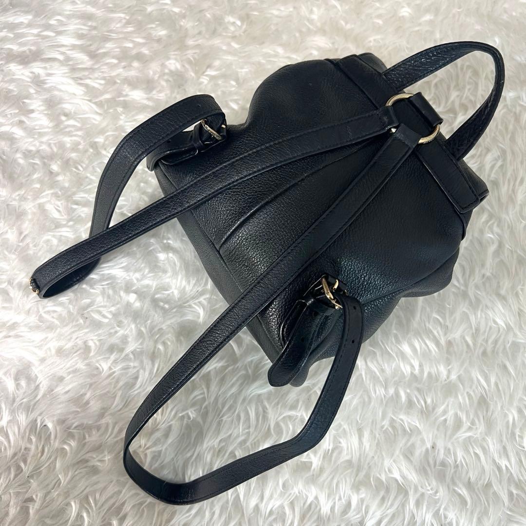 コーチ COACH レディース シボ革 ミニリュック バッグパック黒色