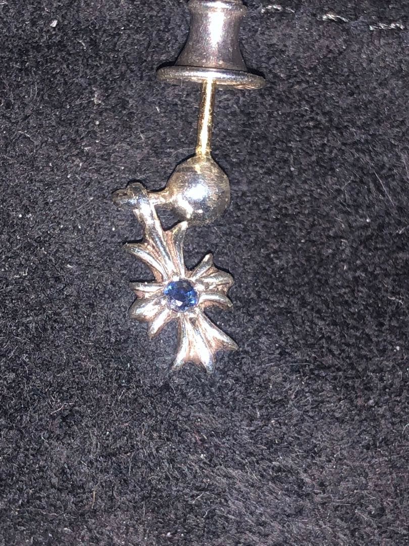 クロムハーツ タイニーECHプラスドロップ 2 サファイア/タイニーeピアス