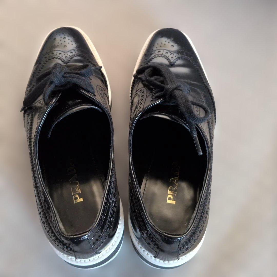 PRADA ブラック レースアップシューズ 厚底 レディース
