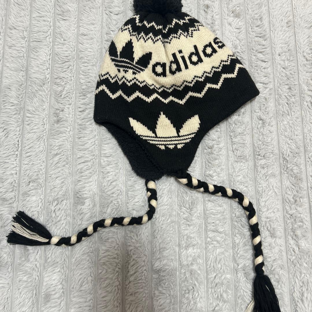00s old adidas フラップ付き ポンポン ビーニー y2k 平成