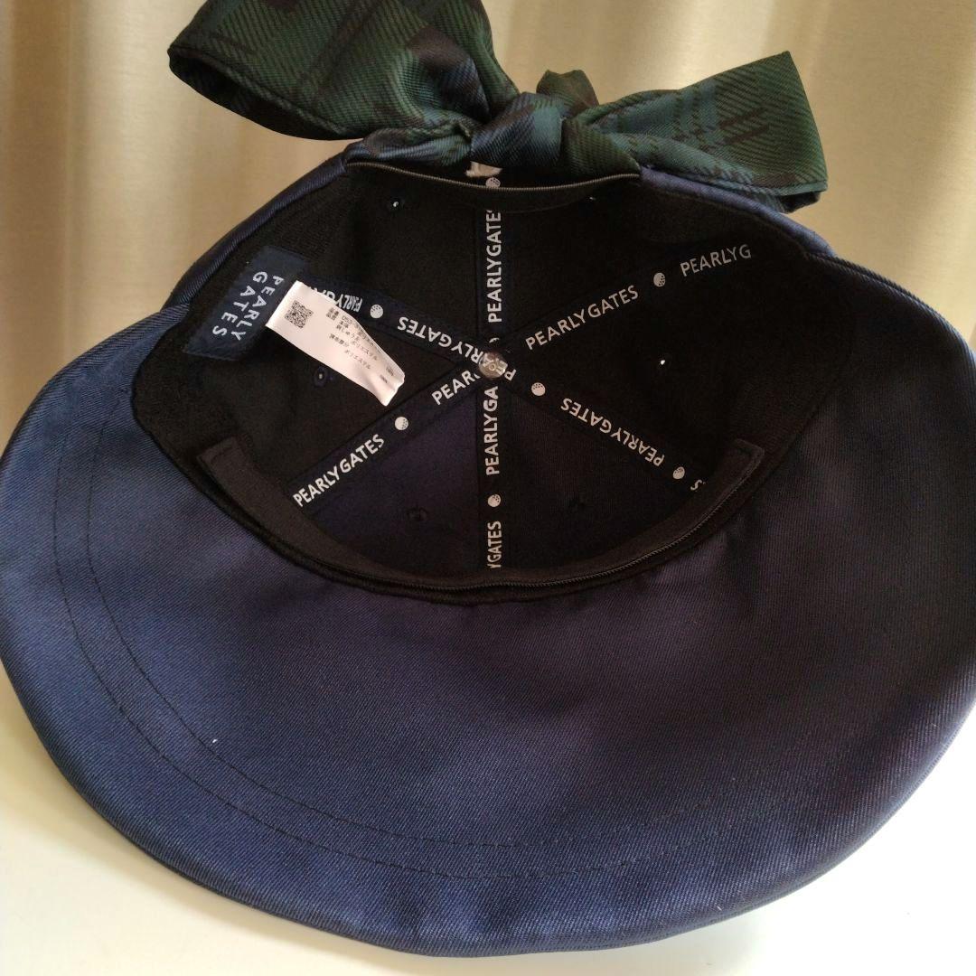 パーリーゲイツ】リボンゴルフつば広キャップ ネイビー - メルカリ
