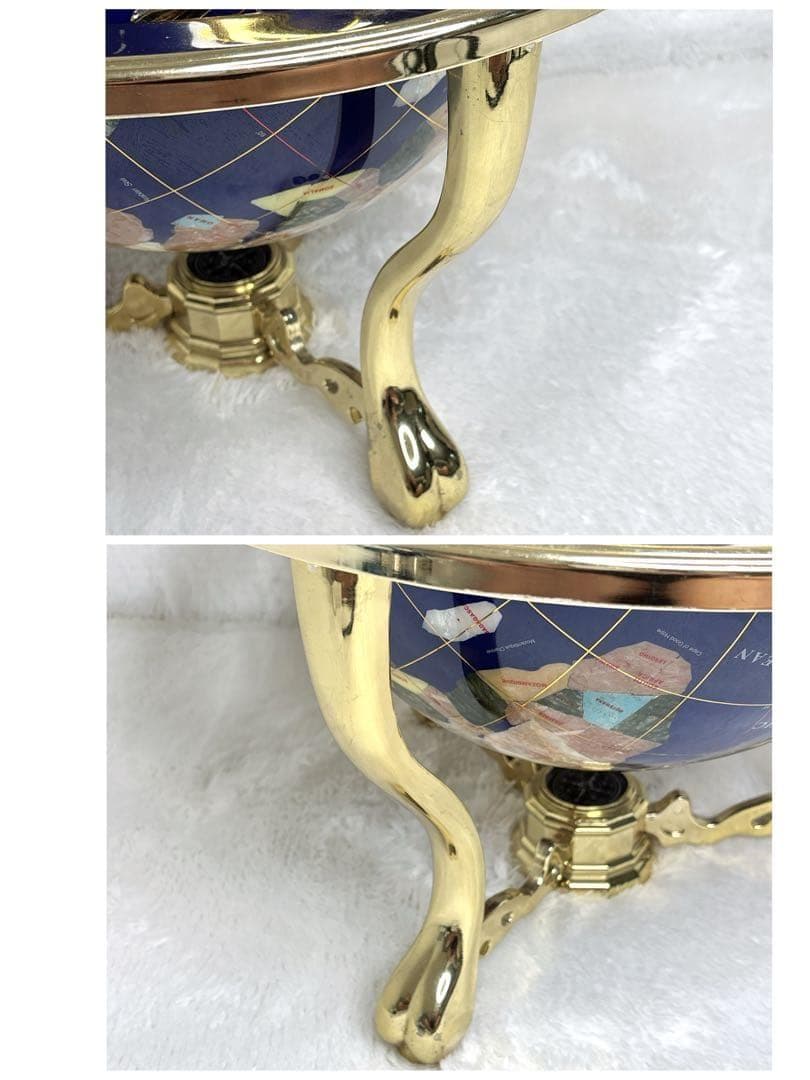 アンティーク地球儀　ゴールドスタンド　方位磁針付　猫脚　vendage