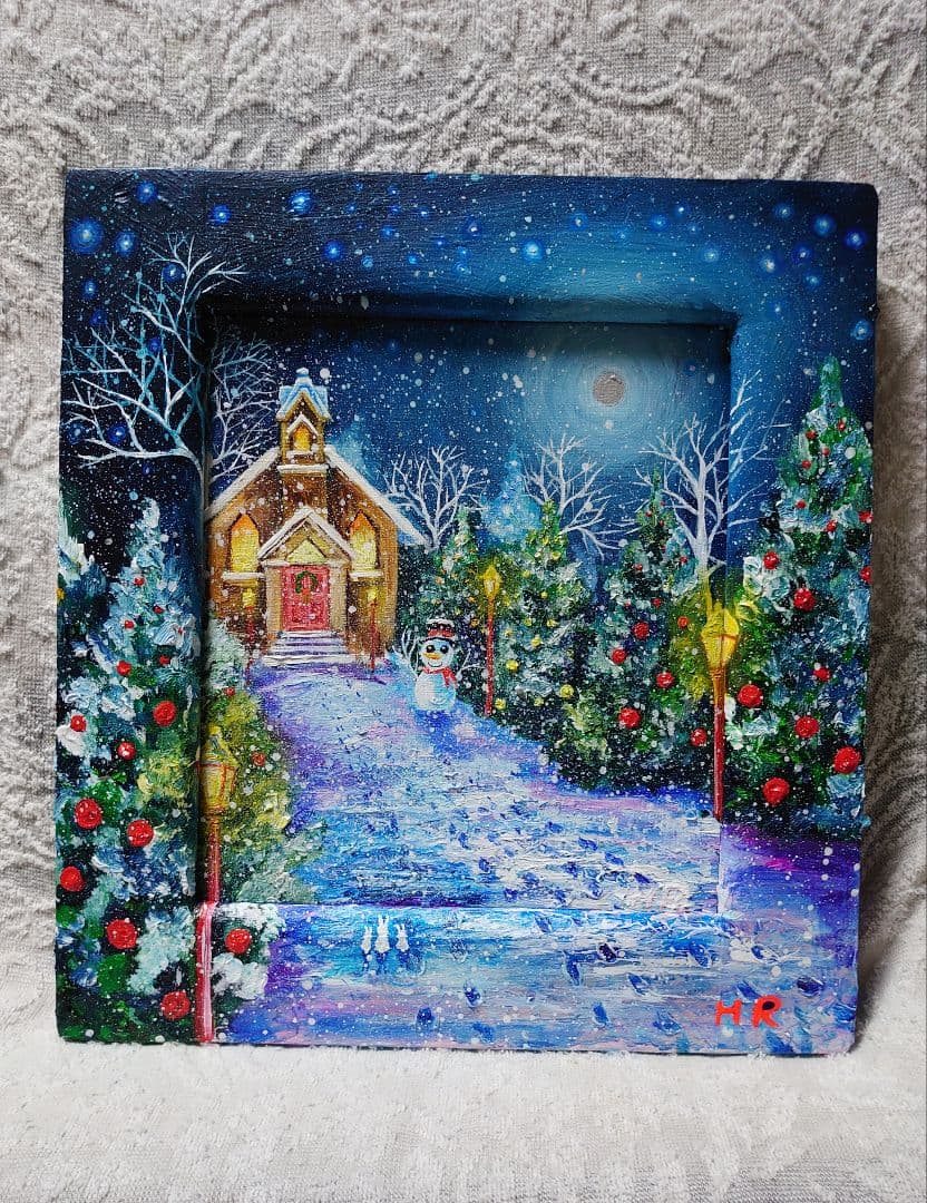 油絵 絵画【雪の道】 - メルカリ