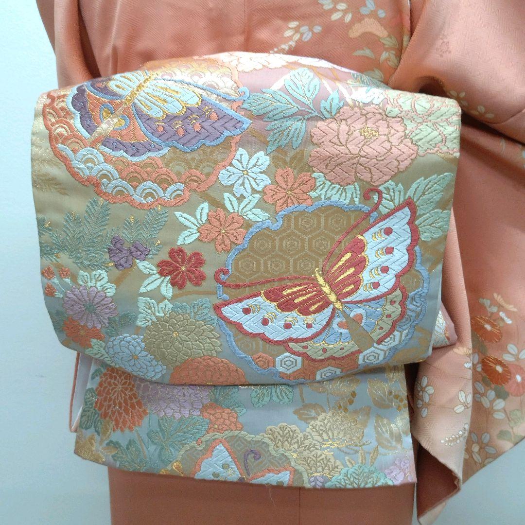 735 正絹 鈴乃屋誂え 珊瑚色 訪問着 4点フルセット - メルカリ