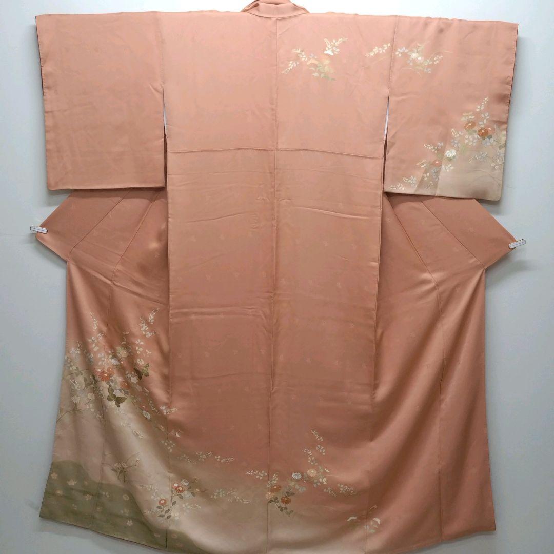 735 正絹 鈴乃屋誂え 珊瑚色 訪問着 4点フルセット - メルカリ