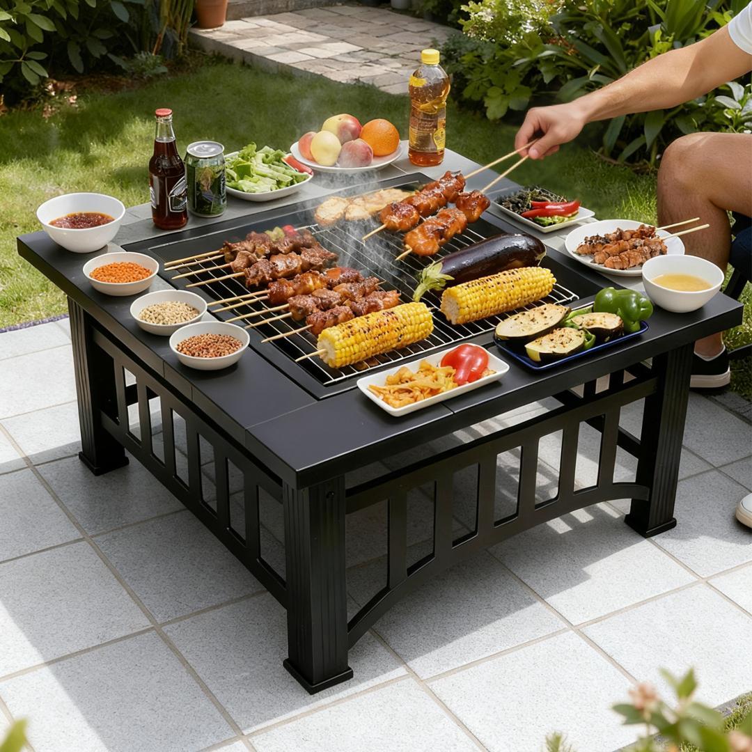 【ブラック】バーベキューコンロ 焚火台 大型焚火 ファミリーキャンプ