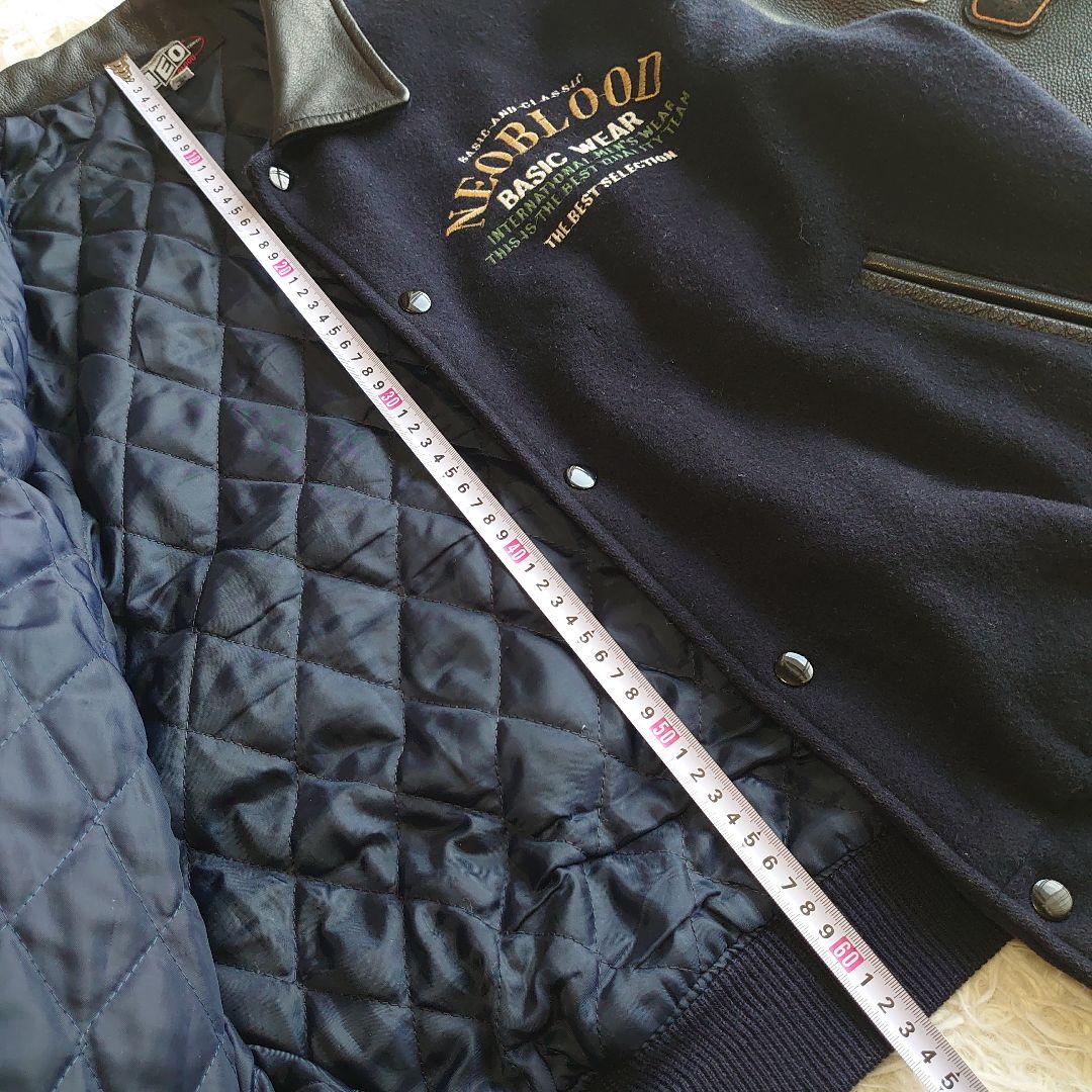 【希少】NEO BLOOD TOKYO 袖レザー スタジャン 刺繍 L相当