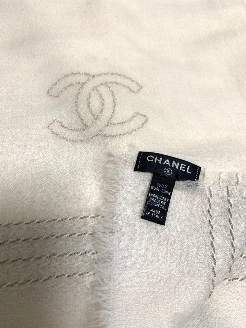シャネル CHANEL ストール ショール ココマーク チェーン ウール