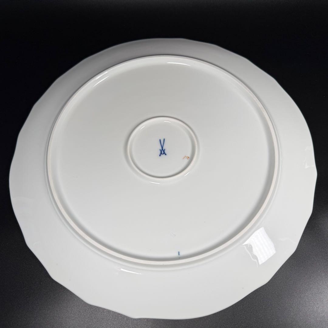 未使用 マイセン 金彩 2つ花 アネモネグランドプレート(34cm)1枚、1級品