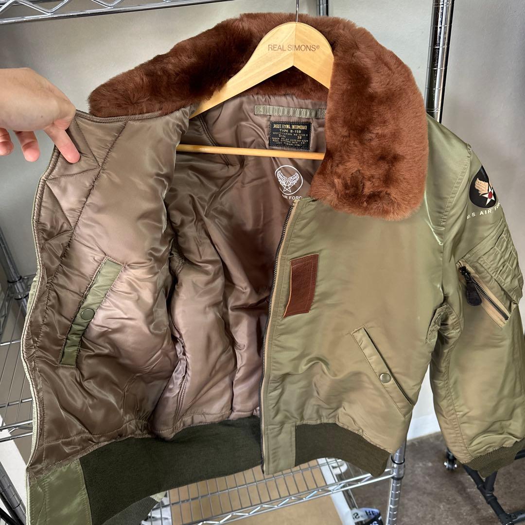 40 Lサイズ希少B-15B初期型復刻MA-1前身ムートン REALSIMONS