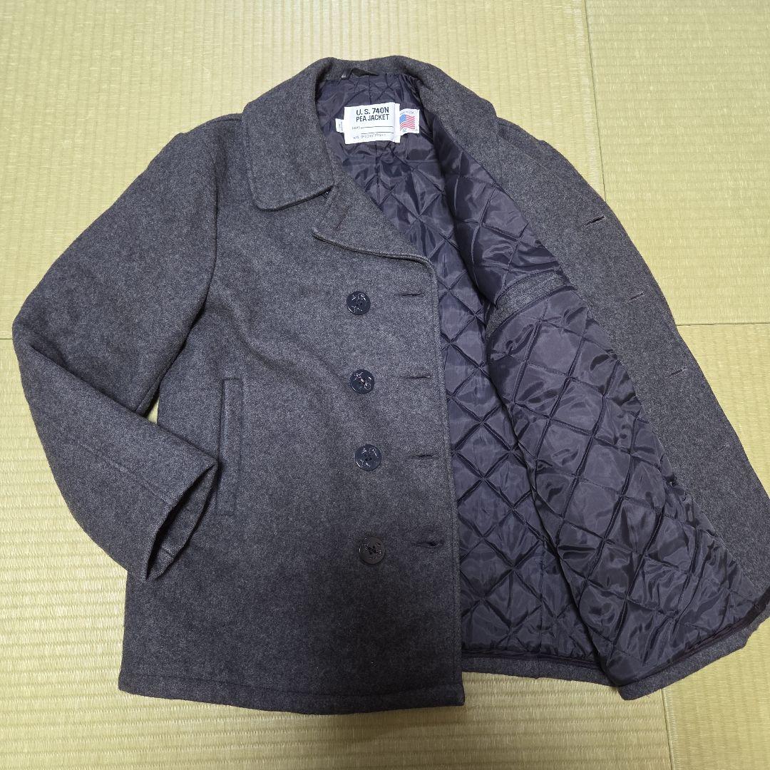 極美品 USA製 schott U.S.740N ピーコート 42 XL グレー