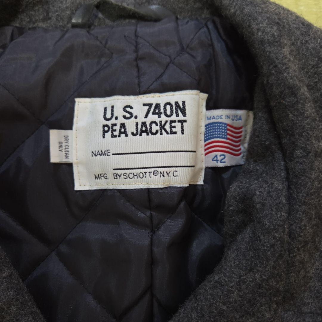 極美品 USA製 schott U.S.740N ピーコート 42 XL グレー