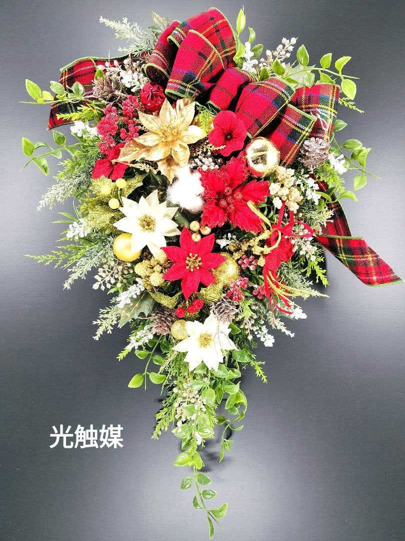 商品名【聖鈴】ゆきこ❤ポインセチアのクリスマスリース* 冬リース