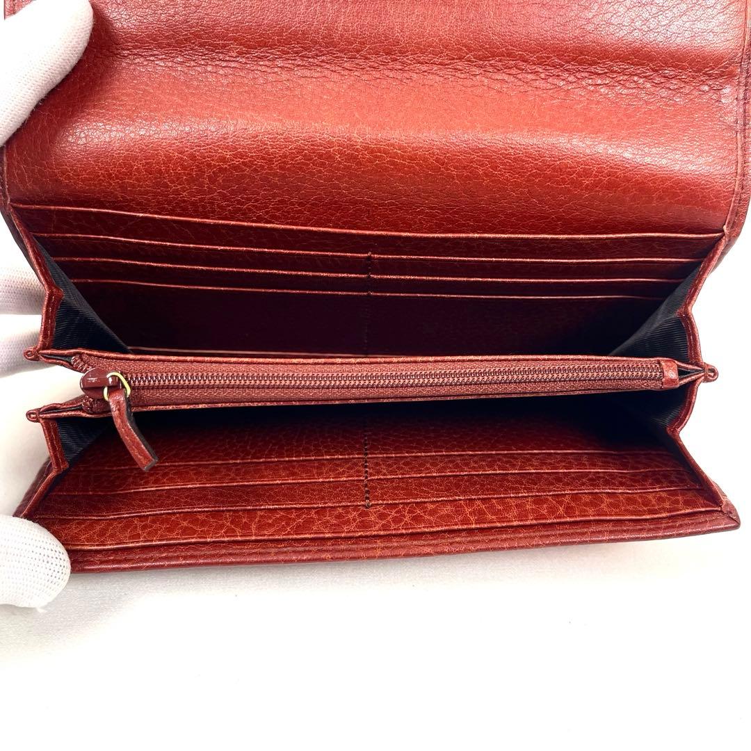 グッチ　長財布　未使用級　ビンテージ　本革　ステッチ　編み込み　ロゴ型押し