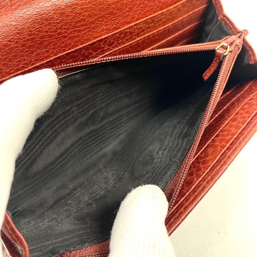 グッチ　長財布　未使用級　ビンテージ　本革　ステッチ　編み込み　ロゴ型押し
