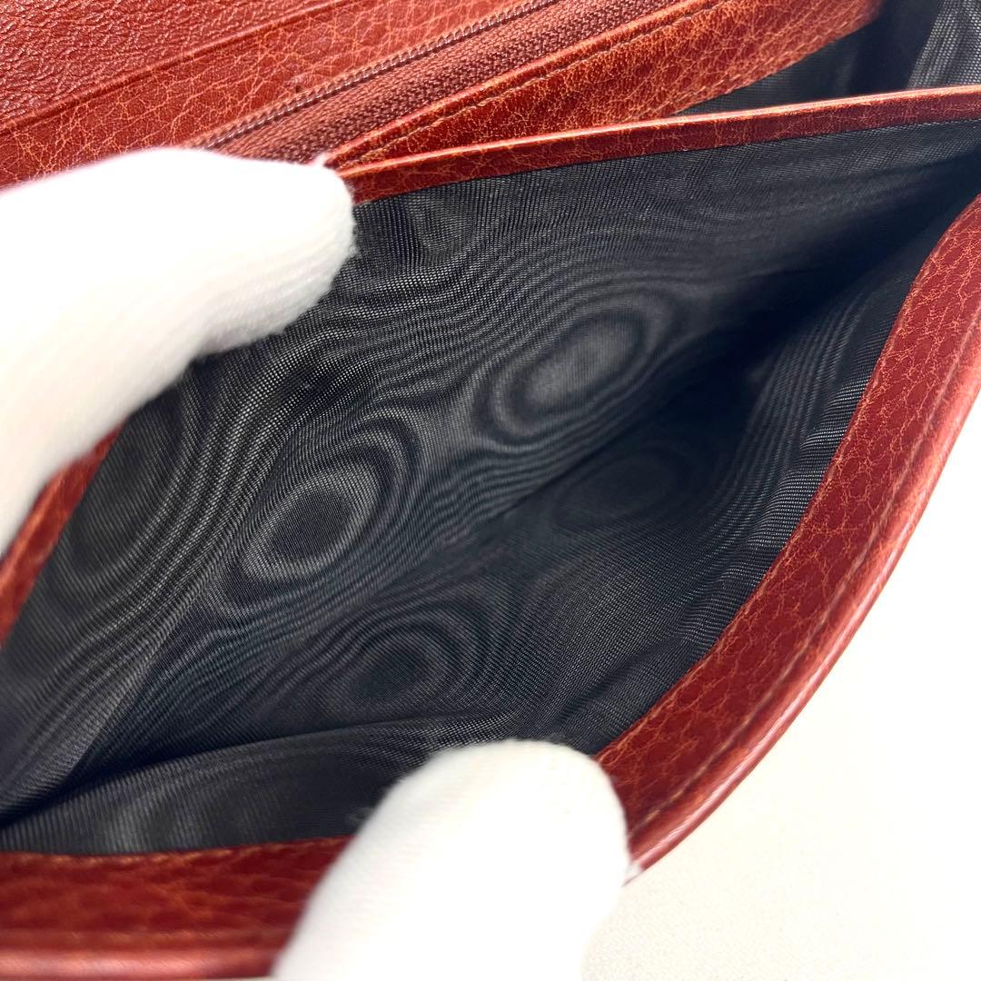 グッチ　長財布　未使用級　ビンテージ　本革　ステッチ　編み込み　ロゴ型押し