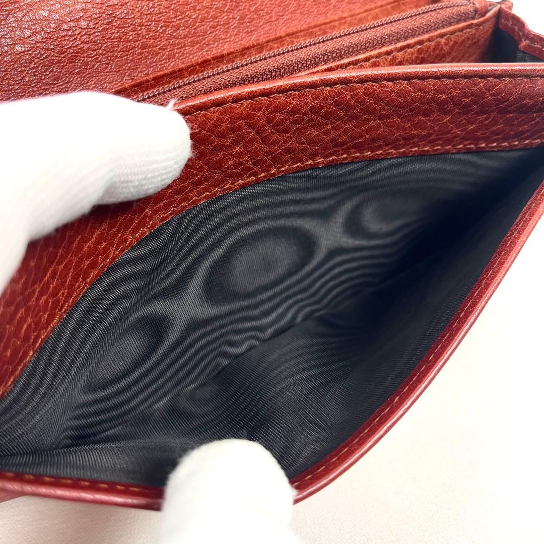 グッチ　長財布　未使用級　ビンテージ　本革　ステッチ　編み込み　ロゴ型押し