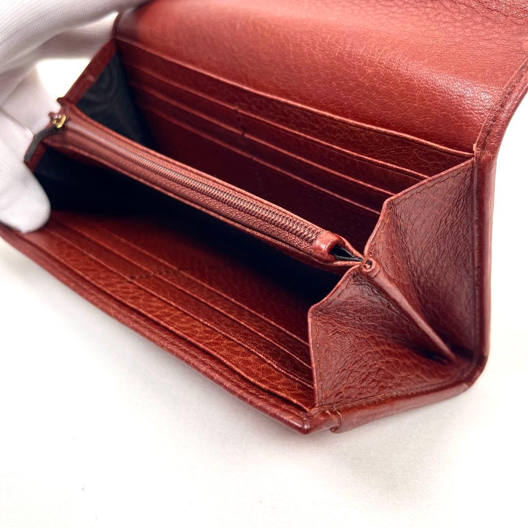グッチ　長財布　未使用級　ビンテージ　本革　ステッチ　編み込み　ロゴ型押し