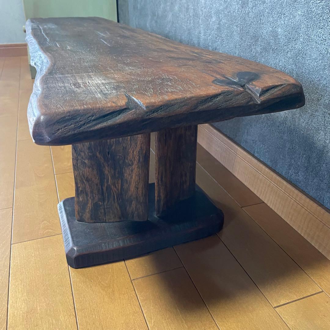 中古 「和」一人卓 花梨 一枚板 天然木 長イス