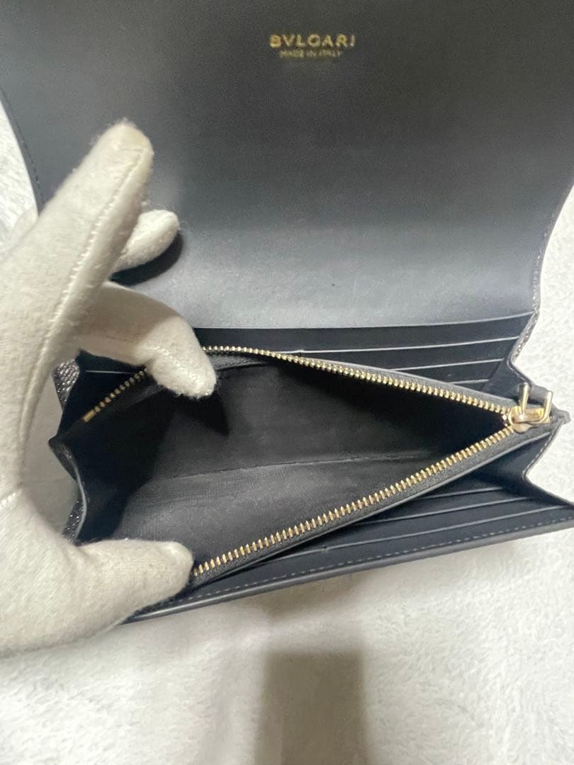 BVLGARI カルングスキン長財布 シルバー