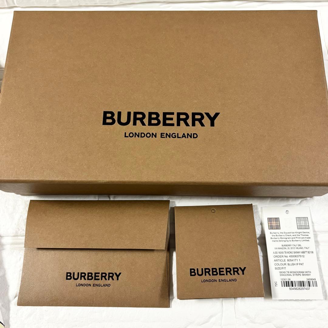【未使用】BURBERRY バーバリー　スキニーシルク　スカーフ　ロゴ入り