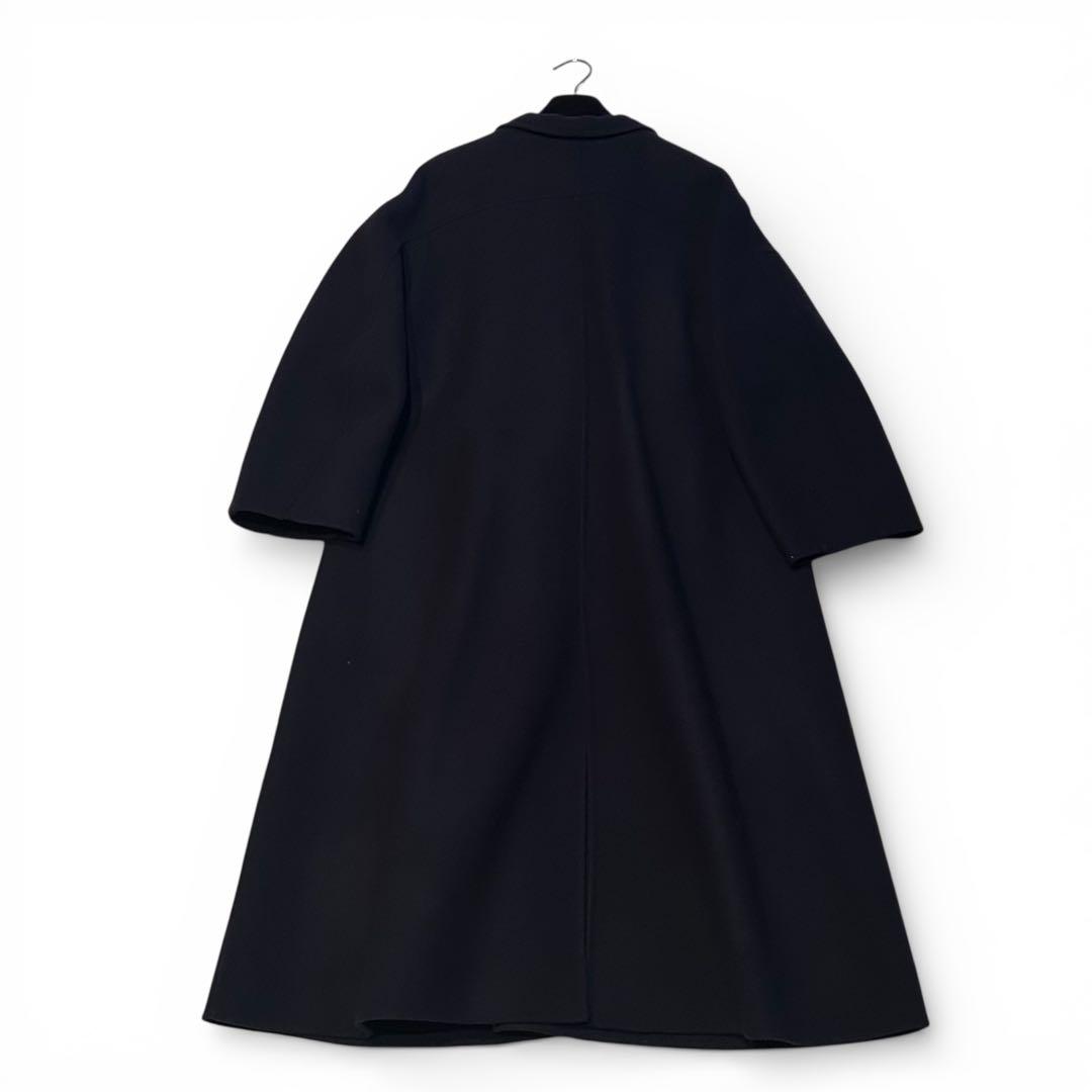 美品Drawerドゥロワー38】ウールケヌキテーラードカラーコート紺色