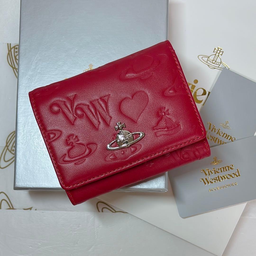 ショッパー付】Vivienne Westwood 3つ折り財布 レッド マット