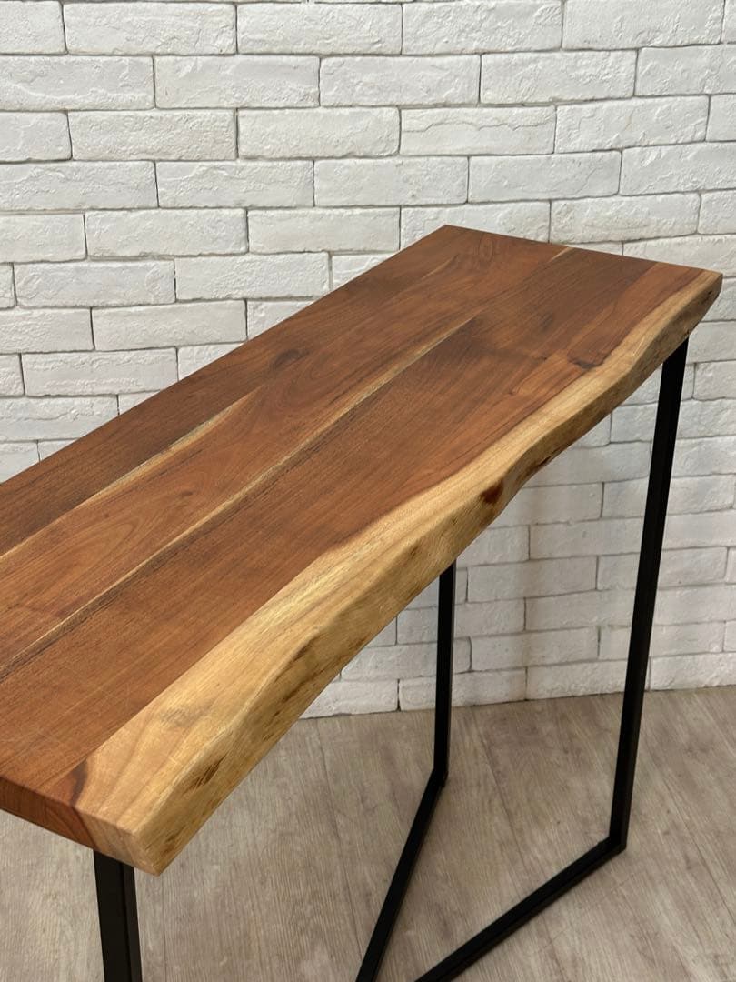 【東京都23区配送無料】一枚板　コンソール　テーブル　飾り棚　アイアン　机　玄関