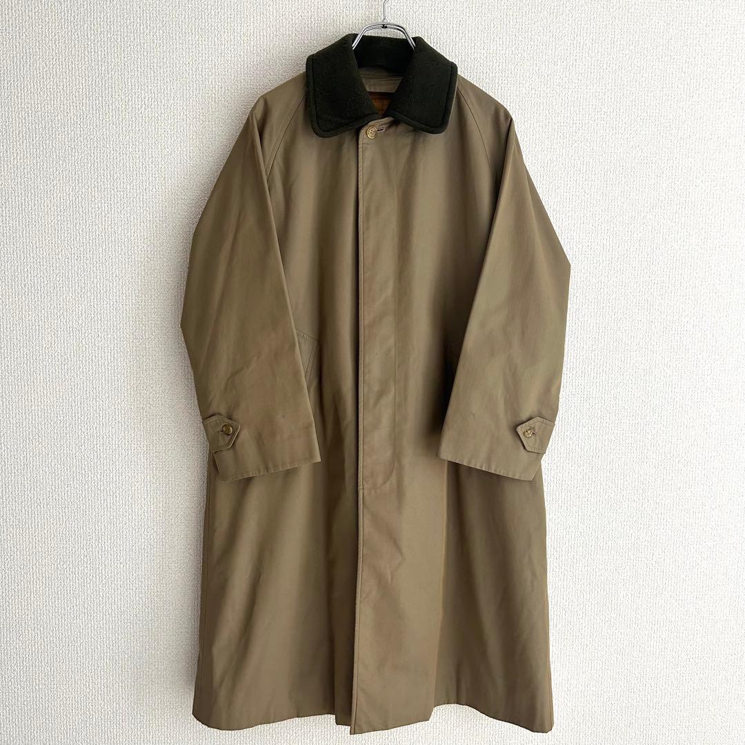 一枚袖】バーバリーズ ライナー付属 ステンカラーコート カーキ 玉虫
