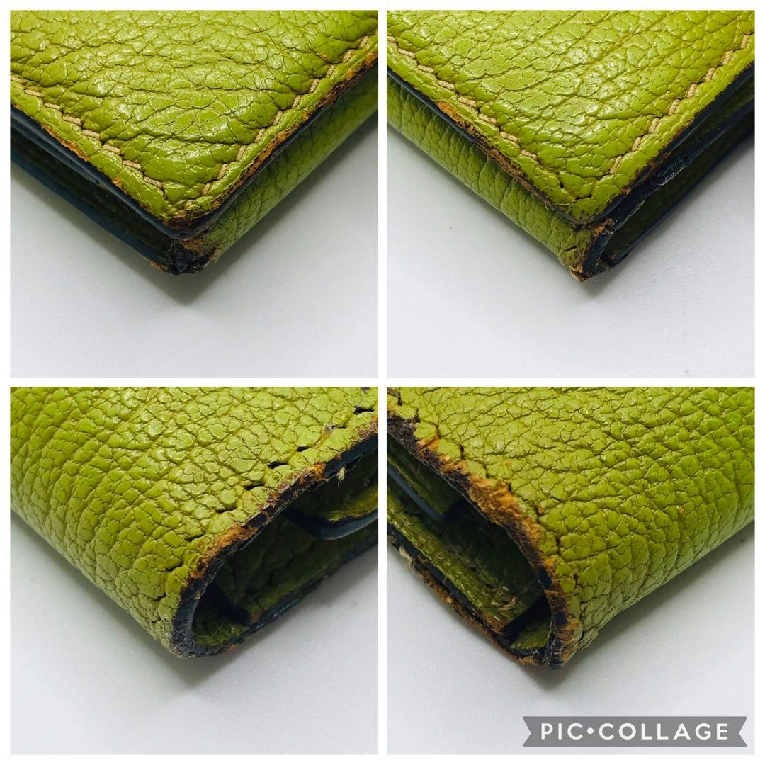 HERMES✨べアン デュプリ 長財布 □H刻印 緑 グリーン ロゴ金具 H金具