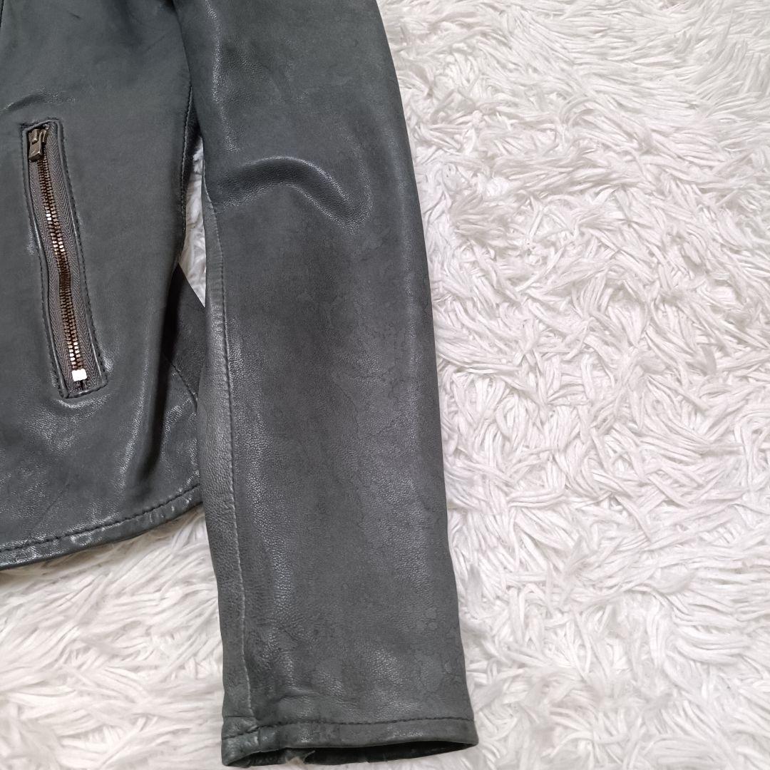 5351 POUR LES HOMMES ラムレザー ライダース グレー　1