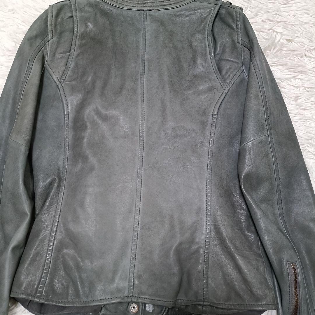 5351 POUR LES HOMMES ラムレザー ライダース グレー　1