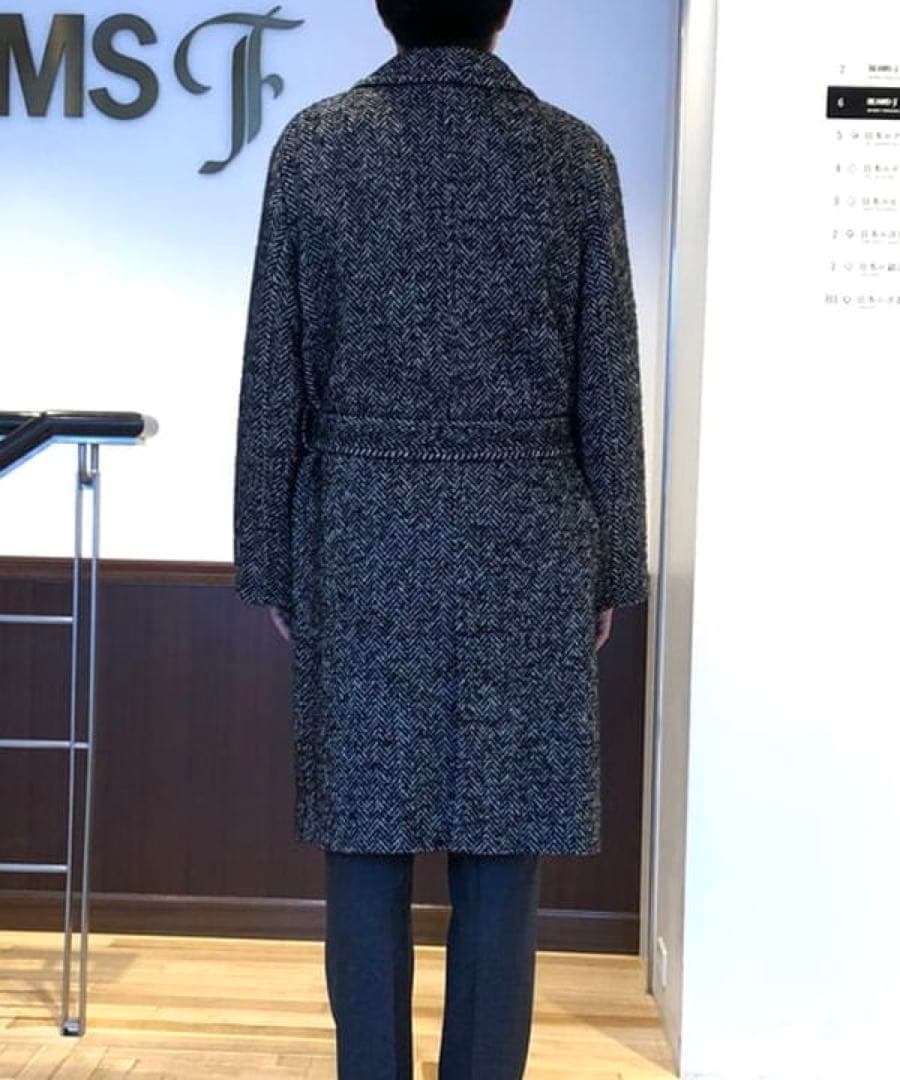 PALTO ヘリンボーン 4ボタンダブル ベルテッドコート 48