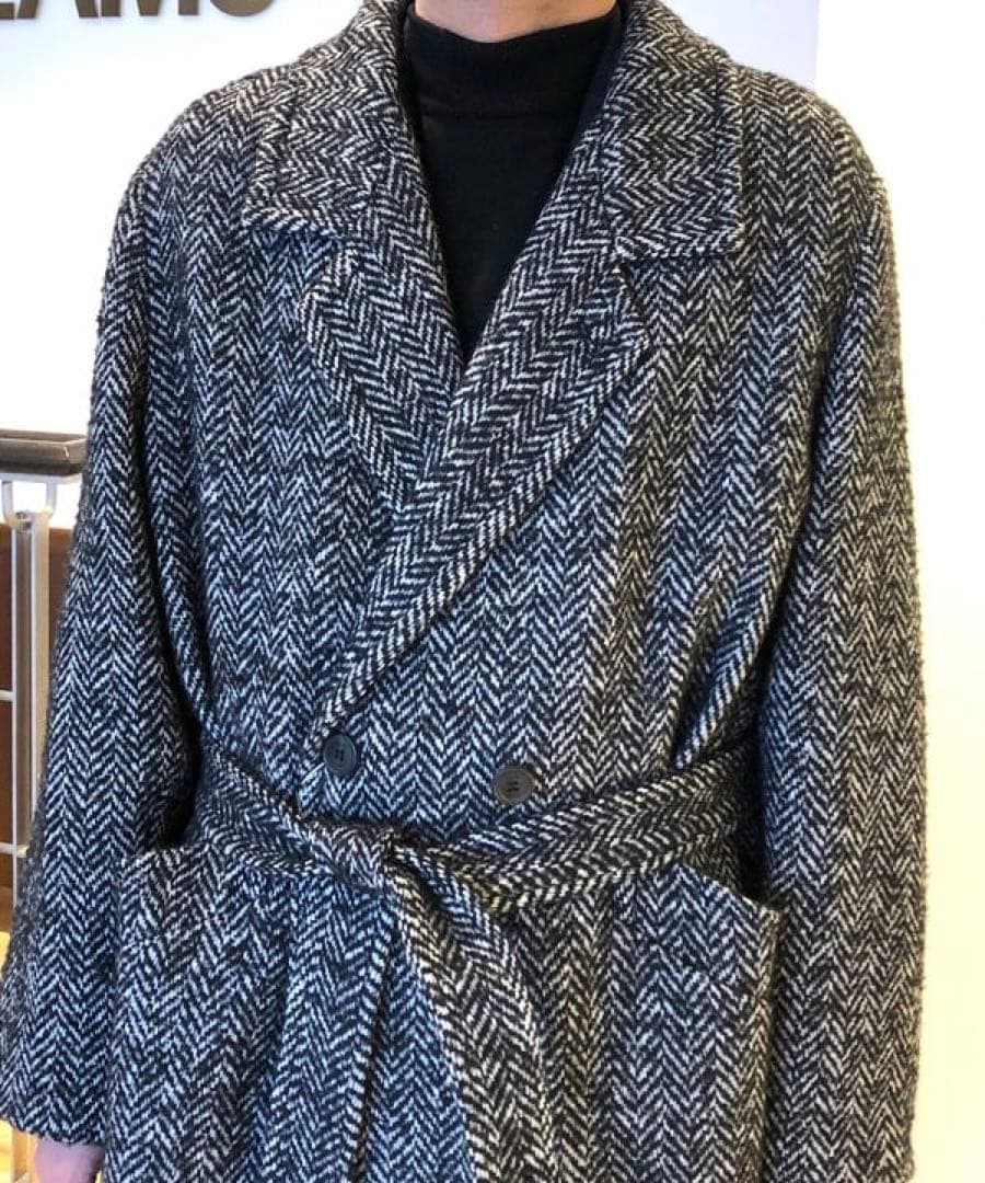 PALTO ヘリンボーン 4ボタンダブル ベルテッドコート 48