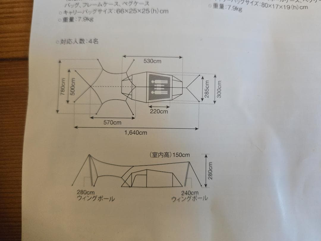  peak エントリーパックＴＴ SET-250H（拡張ポール付き）