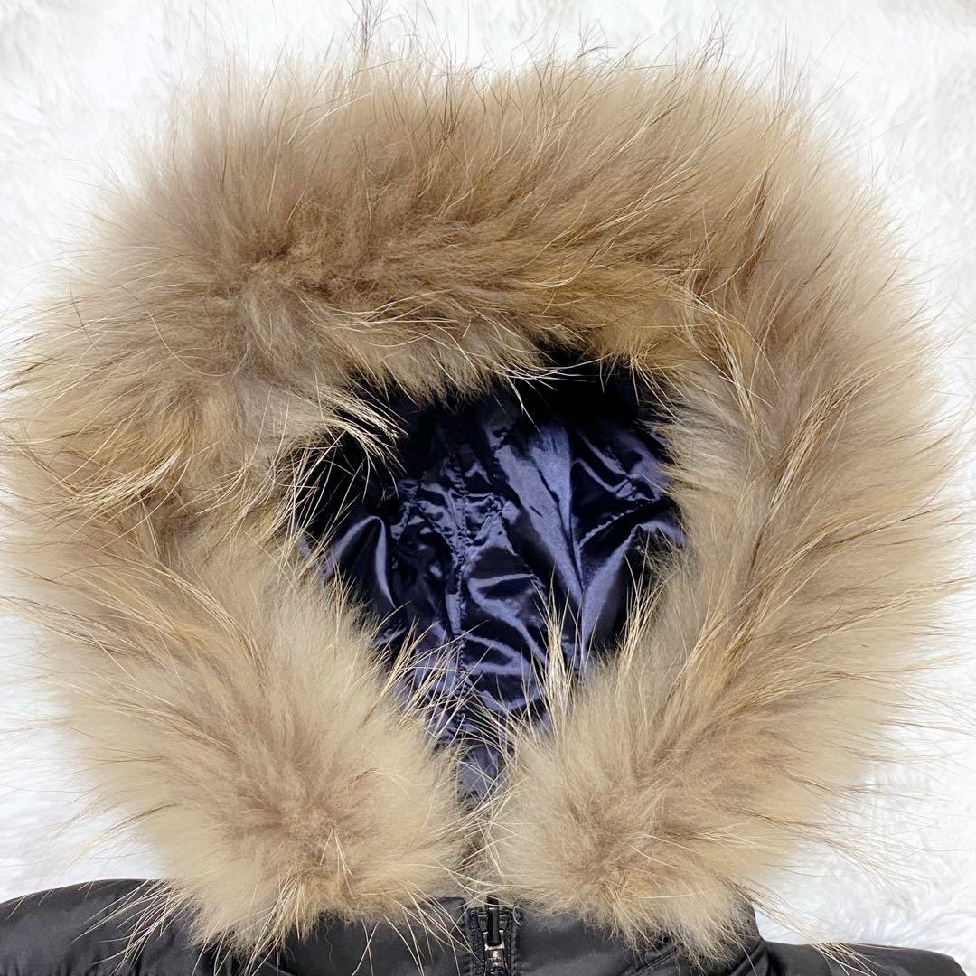 【極希少】ランバンスポーツ ベスト リアルファー フード リバーシブル 黒 紺