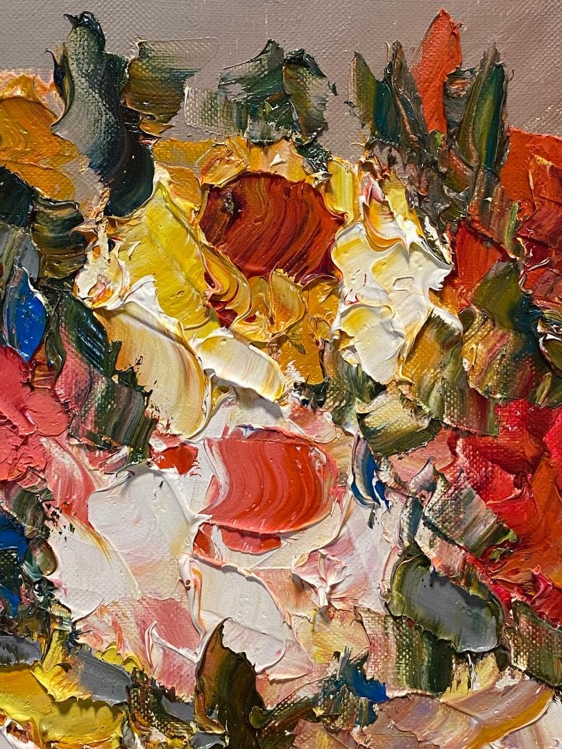 「真作」藤田邦明「バラ」静物画　油彩画　額装　サイン有り　F10号