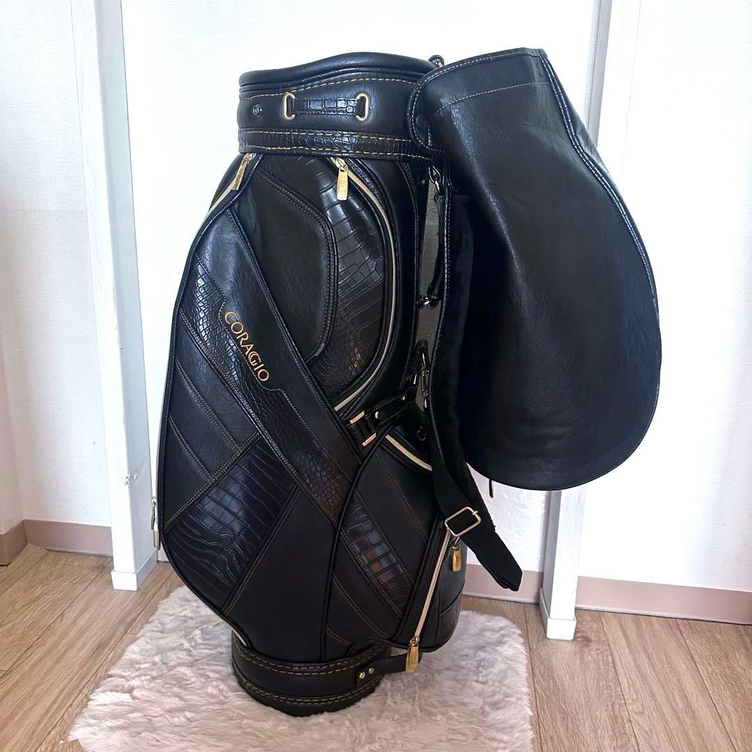 【M'S】キャディバッグ ゴルフバッグ スタンド式 ブラック