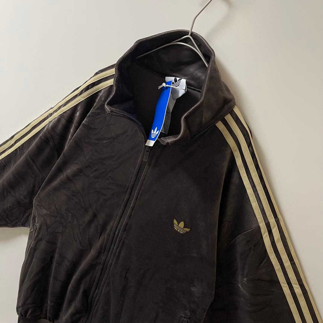 新品M】当日発送アディダス　ファイヤーバード ベロアトラックトップ茶ブラウン