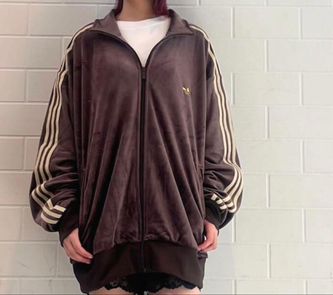 新品M】当日発送アディダス　ファイヤーバード ベロアトラックトップ茶ブラウン